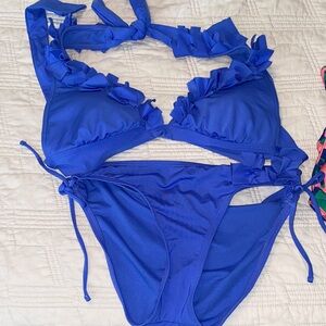 Kenneth Cole blue ruffle bikini